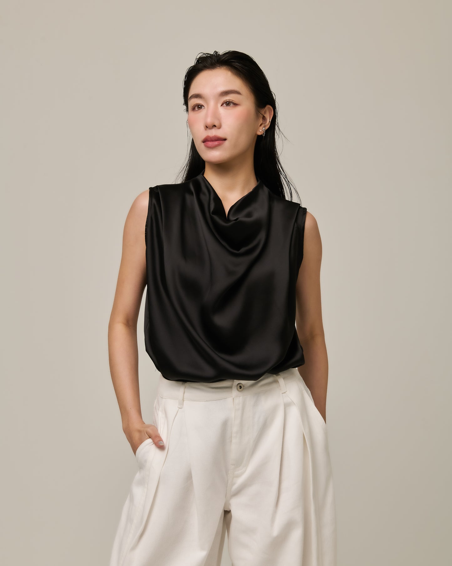 Estelle Satin Draped Top