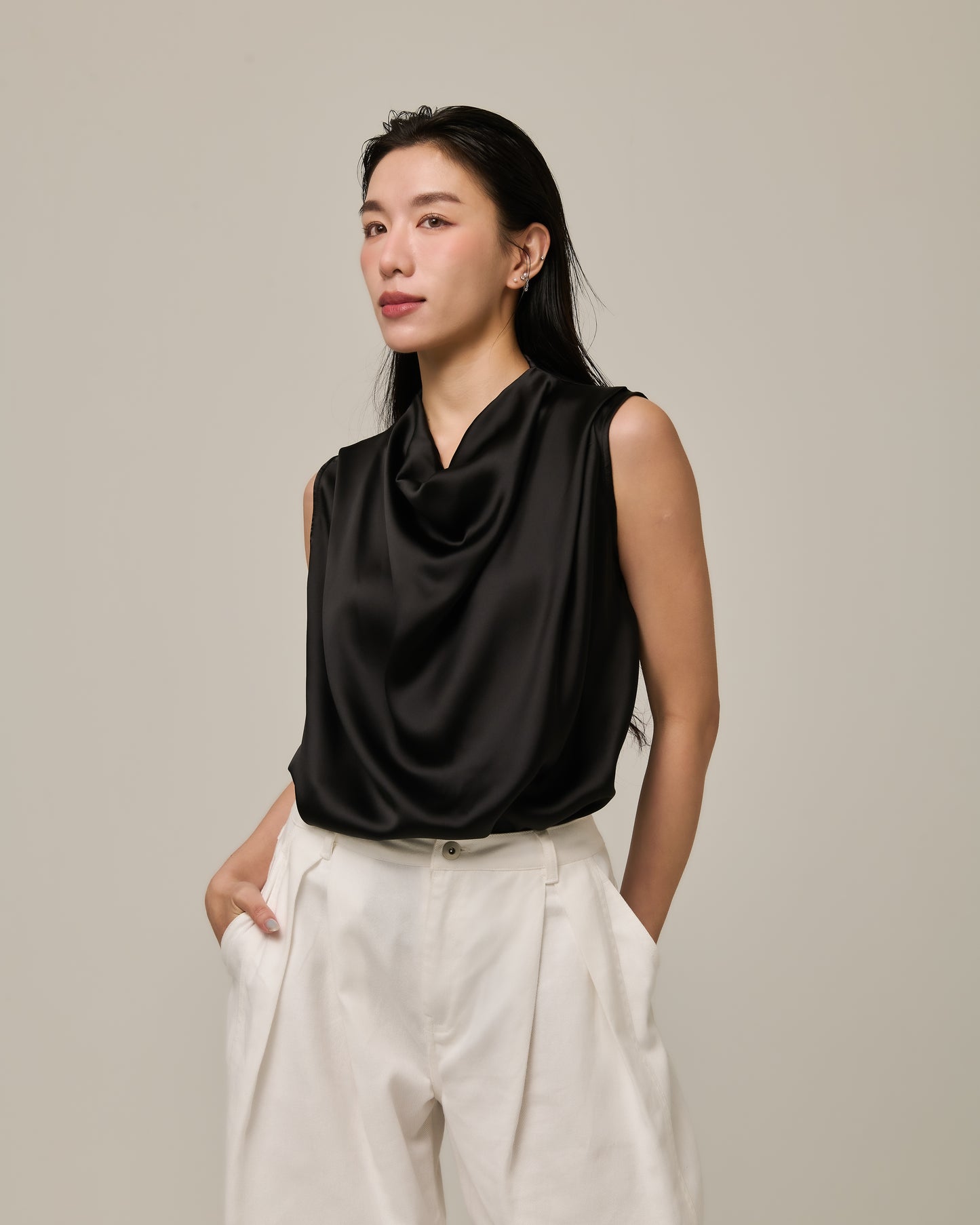 Estelle Satin Draped Top