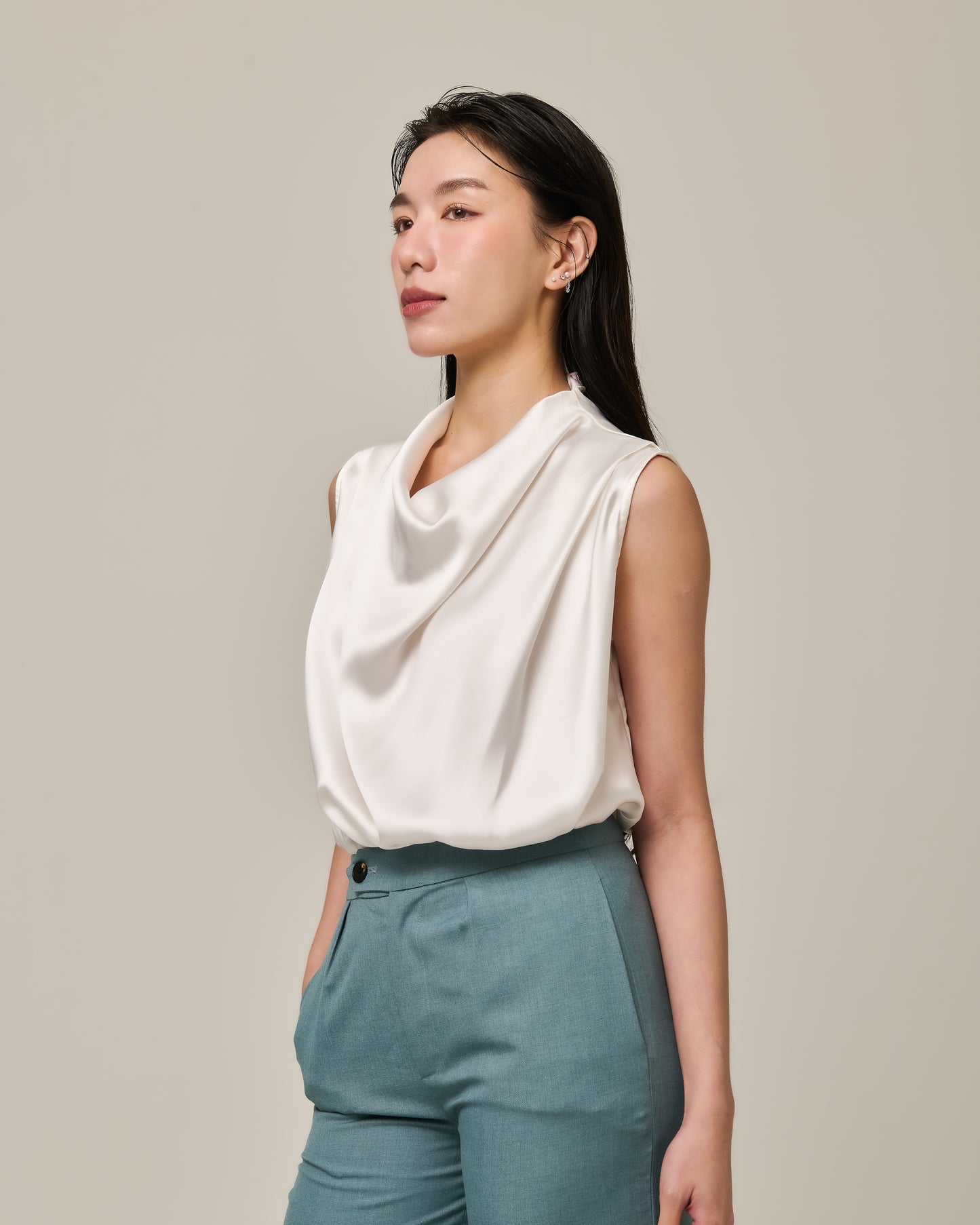 Estelle Satin Draped Top
