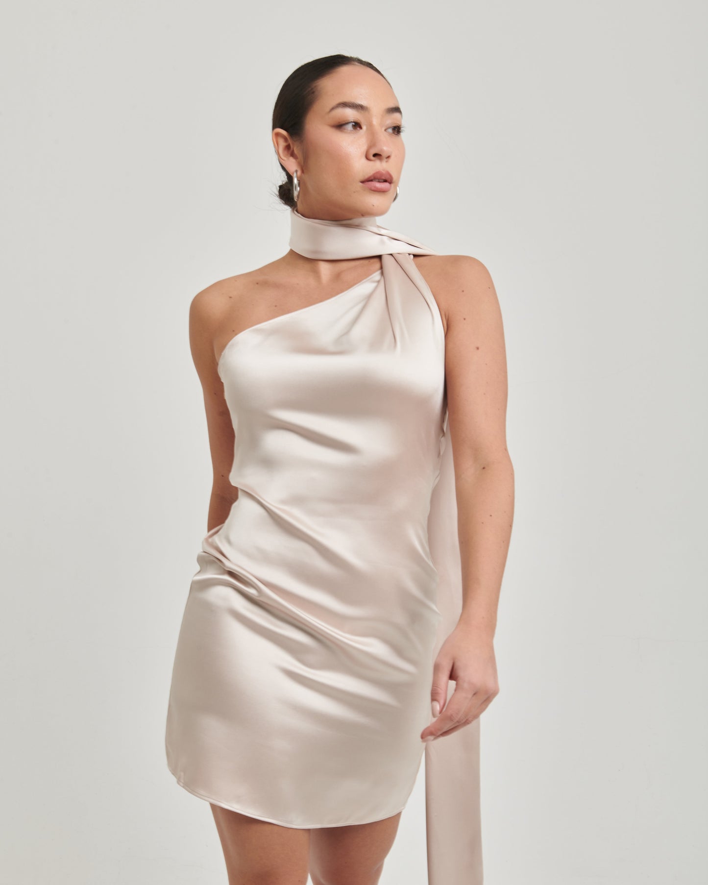 Celestial Satin Wrap Dress