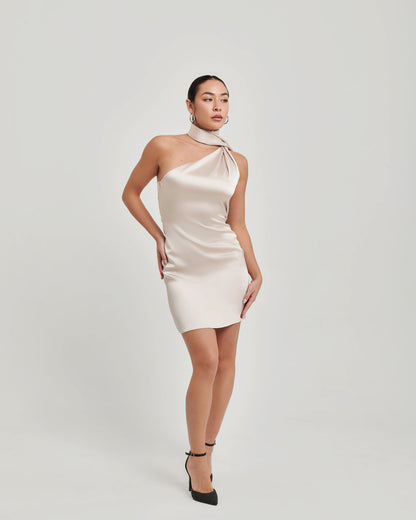 Celestial Satin Wrap Dress